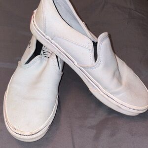Vans White Canvas Slip-On Loafers